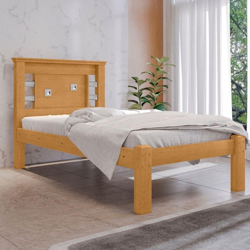Cama De Solteiro  Barretos Com Colchão Naturalle Off White
