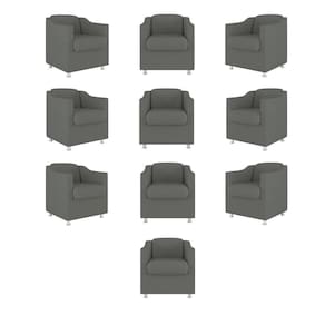 Kit 10 Cadeiras Poltronas Decorativas Sala De Espera Clinica Tecido Cor:cinza