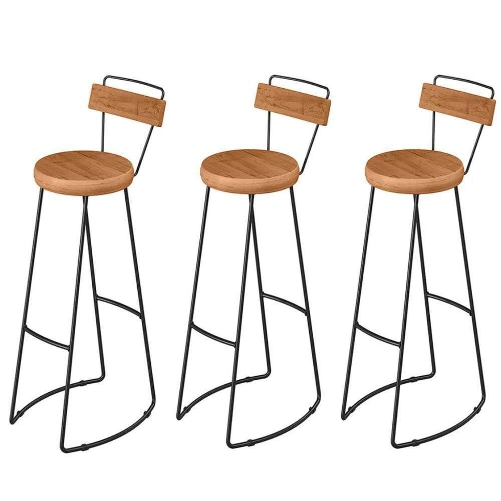 Kit 3 Banquetas Alta Com Encosto Para Aérea Gourmet Aurora