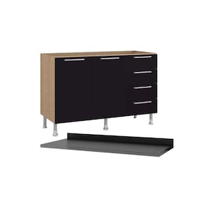 Balcão Cozinha Ditália Aspen C/tampo Carv/preto Cd-104