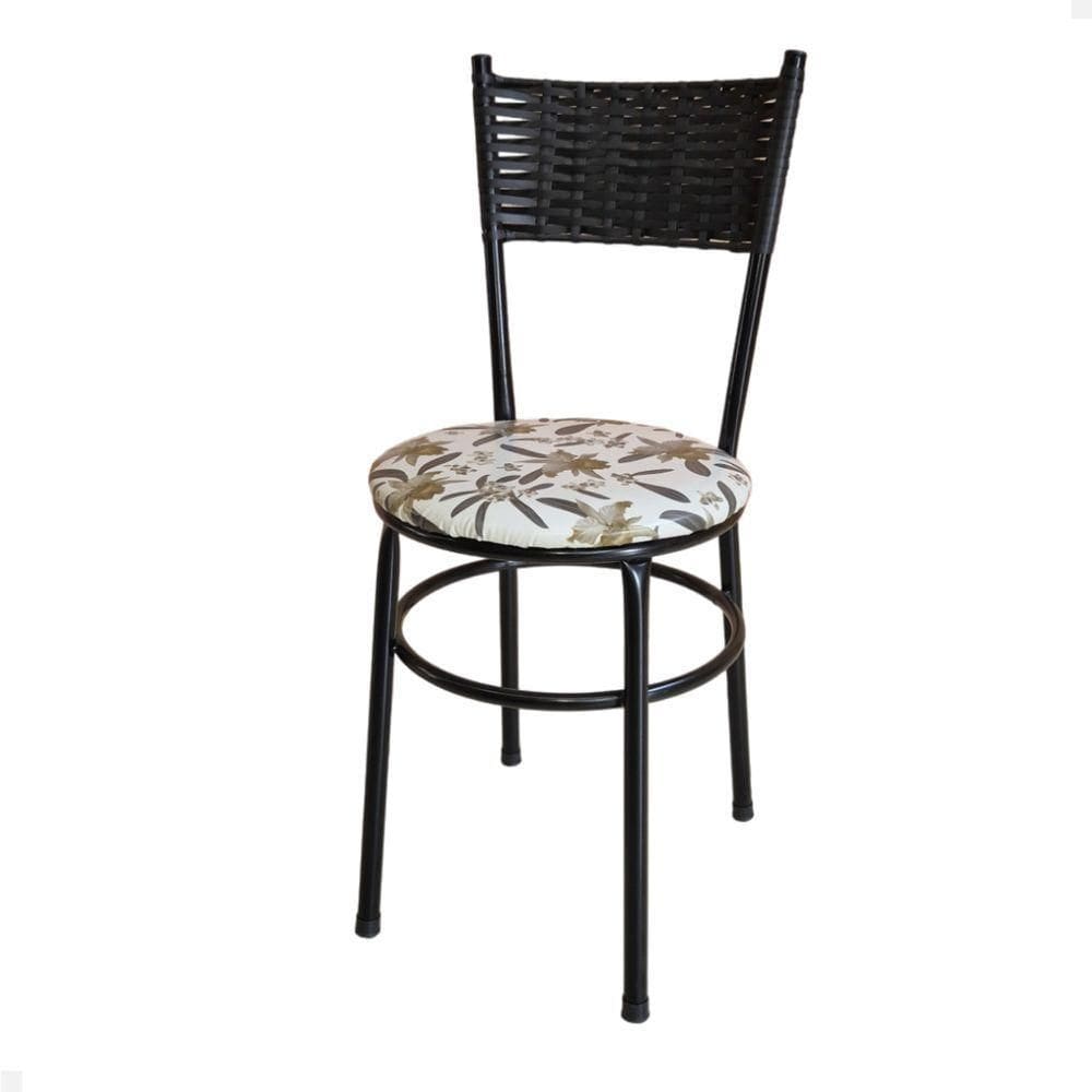 Cadeira Preta Para Mesa Preta Viena Preto Cor:floral Orquídea