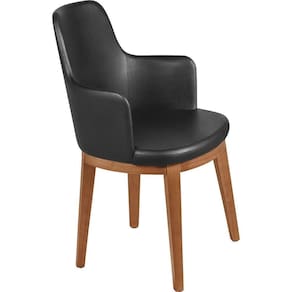 Poltrona De Madeira Tauarí Tramontina London Com Braços Amêndoa Com Estofado Preto