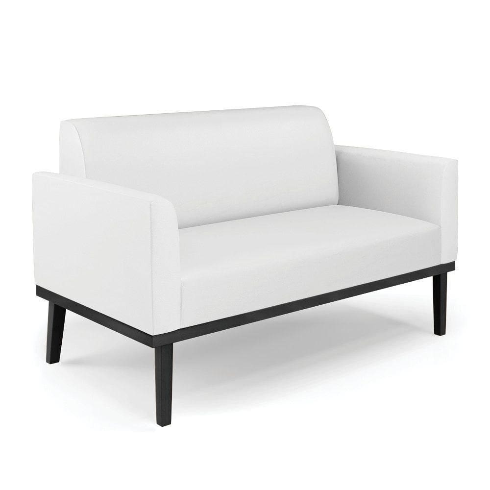 Poltrona Namoradeira Decorativa Pés Fixo Em Madeira Preto Pu Branco