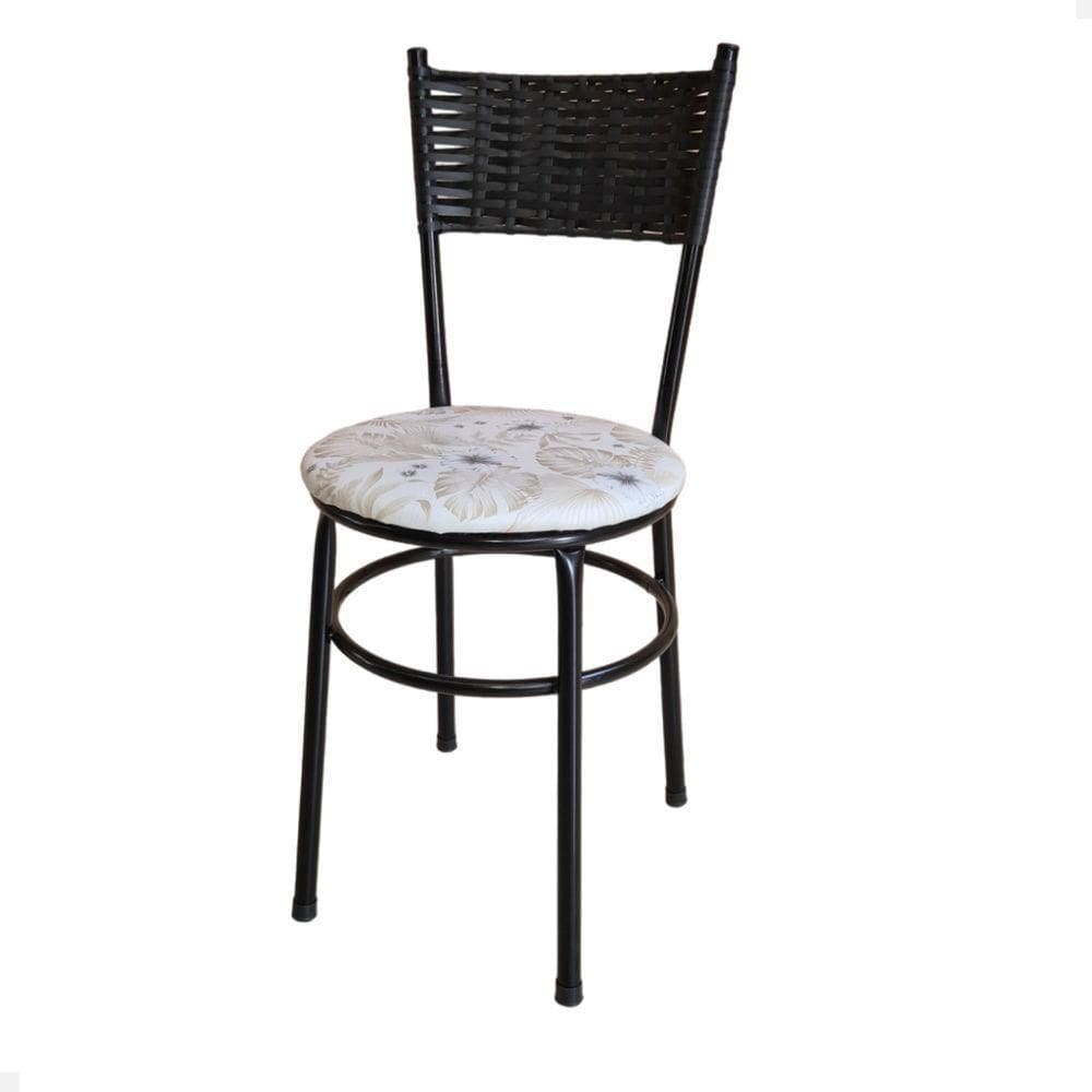 Cadeira Preta Para Mesa Preta Viena Preto Cor:floral Areia