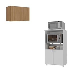 Kit Armário De Cozinha 2 Portas Com Balcão Multiuso Multimóveis Mp2236 Branco-rustic Branco-rustic