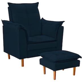 Poltrona Decorativa Sala De Estar Quarto Leitura Paris Suede Azul Marinho
