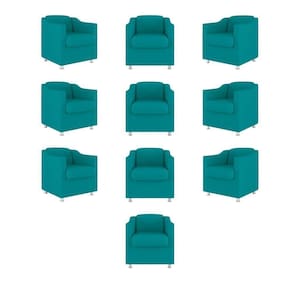 Kit 10 Cadeira Poltronas Decorativas Recepção Clinica Suede Cor:azul Turquesa