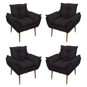 Kit 04 Cadeiras Poltronas De Luxo Opala Sala, Quarto Cor:preto