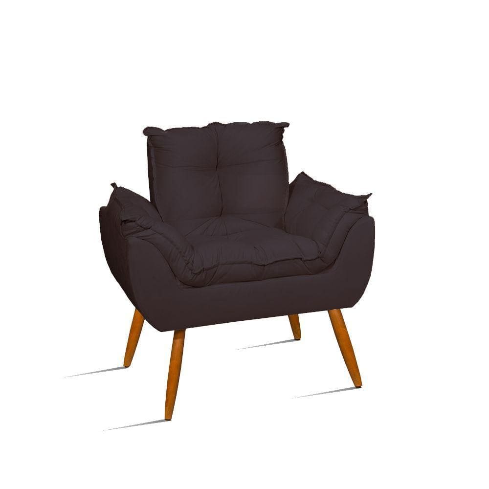 Poltrona Decoratica Luxo Opala + Puff Redondo Cinza