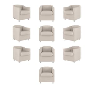 Kit 10 Cadeiras Poltronas Decorativas Sala De Espera Clinica Tecido Cor:bege