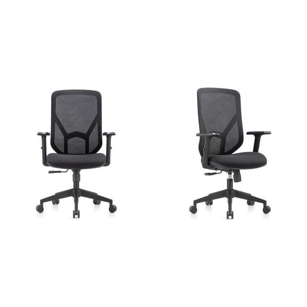Kit 2 Cadeiras de Escritório Giratórias Diretor Alpha com Braços Ajustáveis Preto