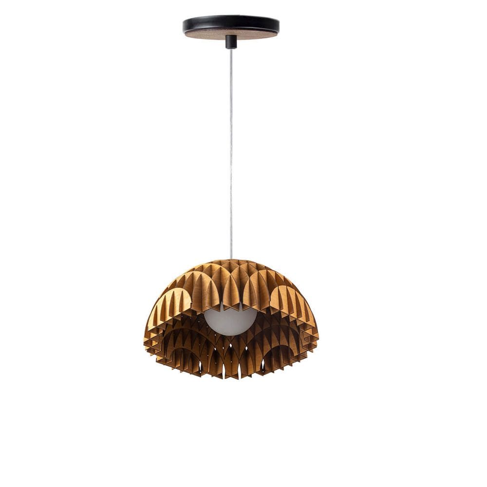 Lustre Pendente em Madeira c/ Globo de Vidro - DOMUS