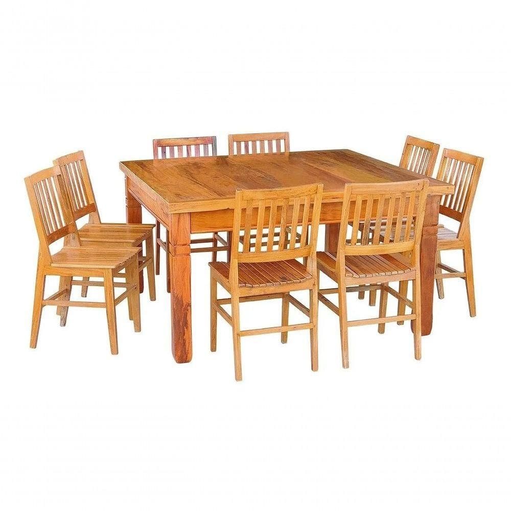 Conjunto Mesa De Jantar 1,4x1,4 M 8 Cadeiras Madri Madeira D