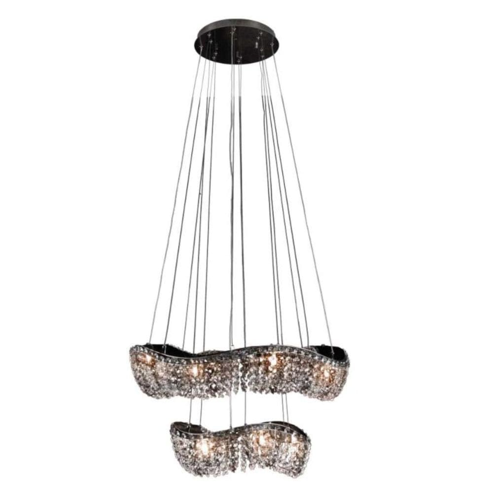 Pendente Wave Gold Cristal 2 Aros 14 Luzes Wavg14l60pd Bronzearte