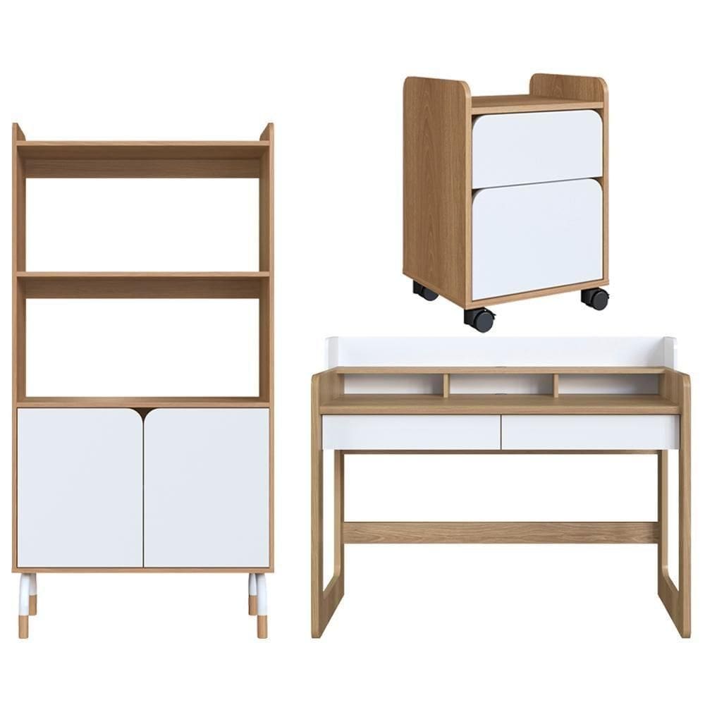Conjunto Escritório Home Officie 3 Peças 28000x27996x27998 Branco Hanover Artesano Hanover Branco