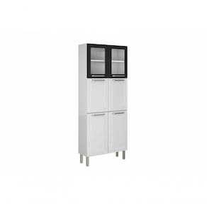 Paneleiro Duplo Com vidro Cozinhas Itatiaia Tarsila 6 Portas Branco ComPreto