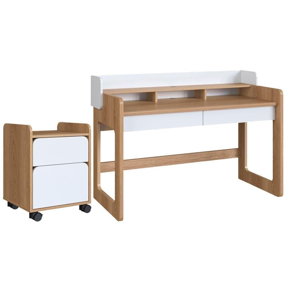 Escrivaninha 2 Gavetas E Gaveteiro 28000x27998 Hanover Branco Artesano Hanover Branco