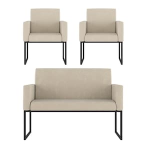 Kit Sofá 2 Lugares + 2 Poltronas Para Recepção Sala Balaqui Cor:capuccino Capuccino