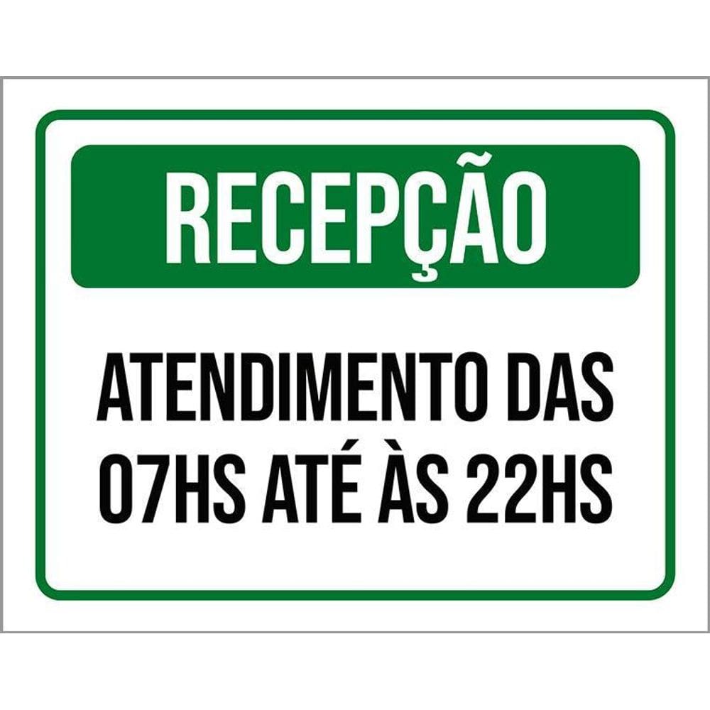 Placa Sinalização Recepção Horário Atendimento 36X46