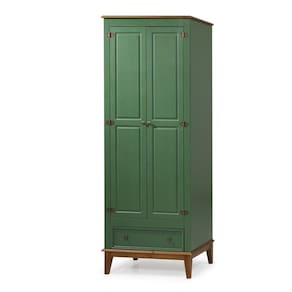 Guarda-roupa Rústico 2 Portas E 1 Gavetas - Madeira Maciça E Mdf - Verde