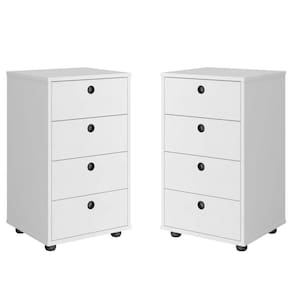 Kit 2 Mesas De Cabeceira Classic 4 Gavetas Branco
