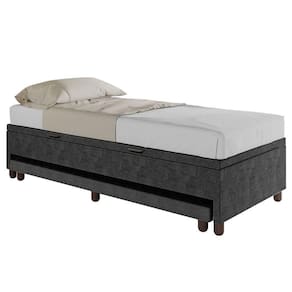 Bicama Box Baú Solteiro 88x188 Cm Samy S05 Veludo Preto - Mpozenato