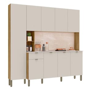 Cozinha Compacta Com Balcão 200cm Louvre K02 Freijó/soft - Mpozenato