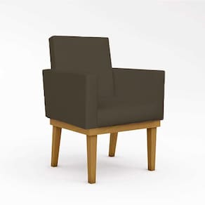 Poltrona Decorativa Com Base Reforçada Sala Quarto Jl Decor Cor:courino Marrom