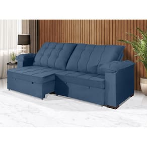 Sofá Retrátil e Reclinável 2,30m Canadá ESTILO ESTOFADOS - Sude Veludo cor "Azul"