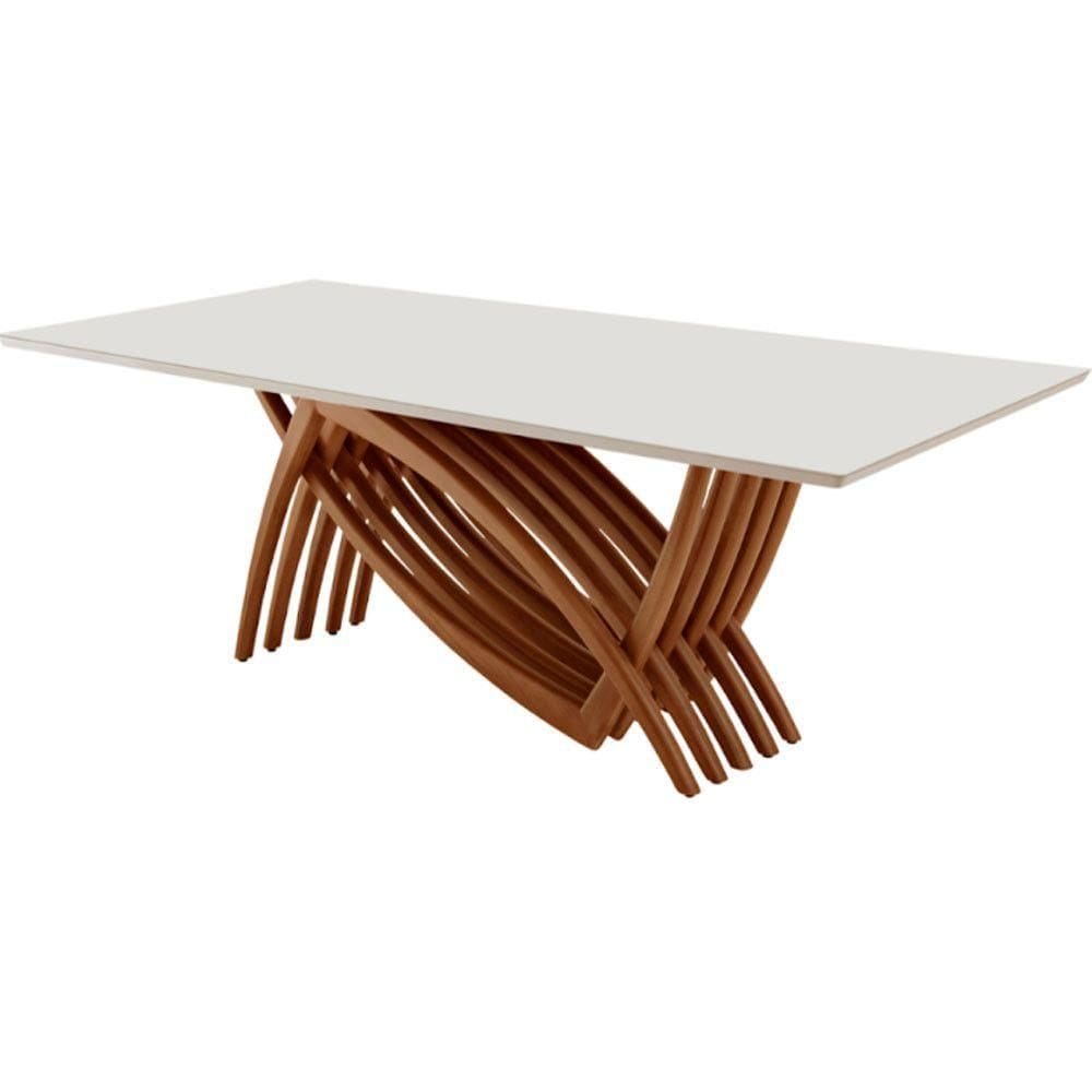 Mesa Para Sala De Jantar Vênus Moderna Mobília Cinamomo Imbuia-off White