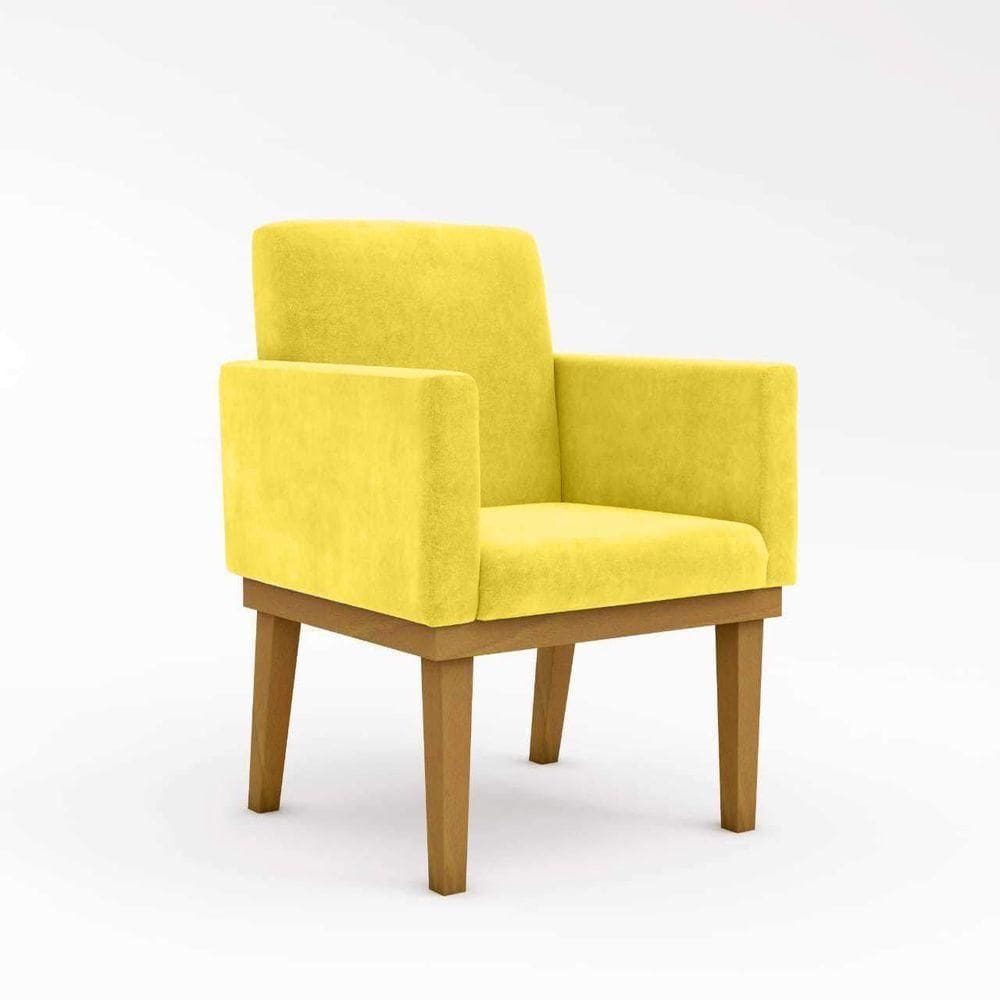 Kit 2 Poltronas Decorativa Base Reforçada Amarelo