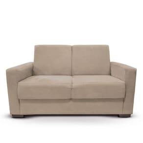 Sofá 2 Lugares Sala De Estar Recepção Suede Bege Claro Cecília