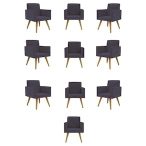 Kit 10 Poltronas Decorativa Sala balaqui Decor Cinza