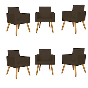 Kit 6 Poltronas Recepção Courino Marrom