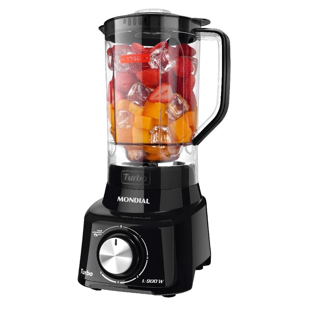Liquidificador com Filtro 900W 2.7L Mondial Turbo L-900 FB 5 Velocidades Preto 127V