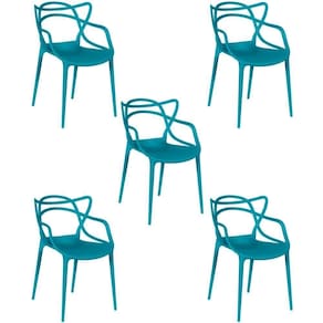 Kit 5 Cadeiras Allegra Empilhável Com Inmetro Magazine Decor - Turquesa