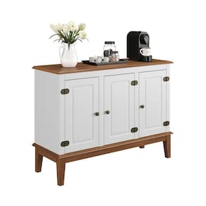 Balcão De Madeira Maciça 3 Portas - Branco Branco