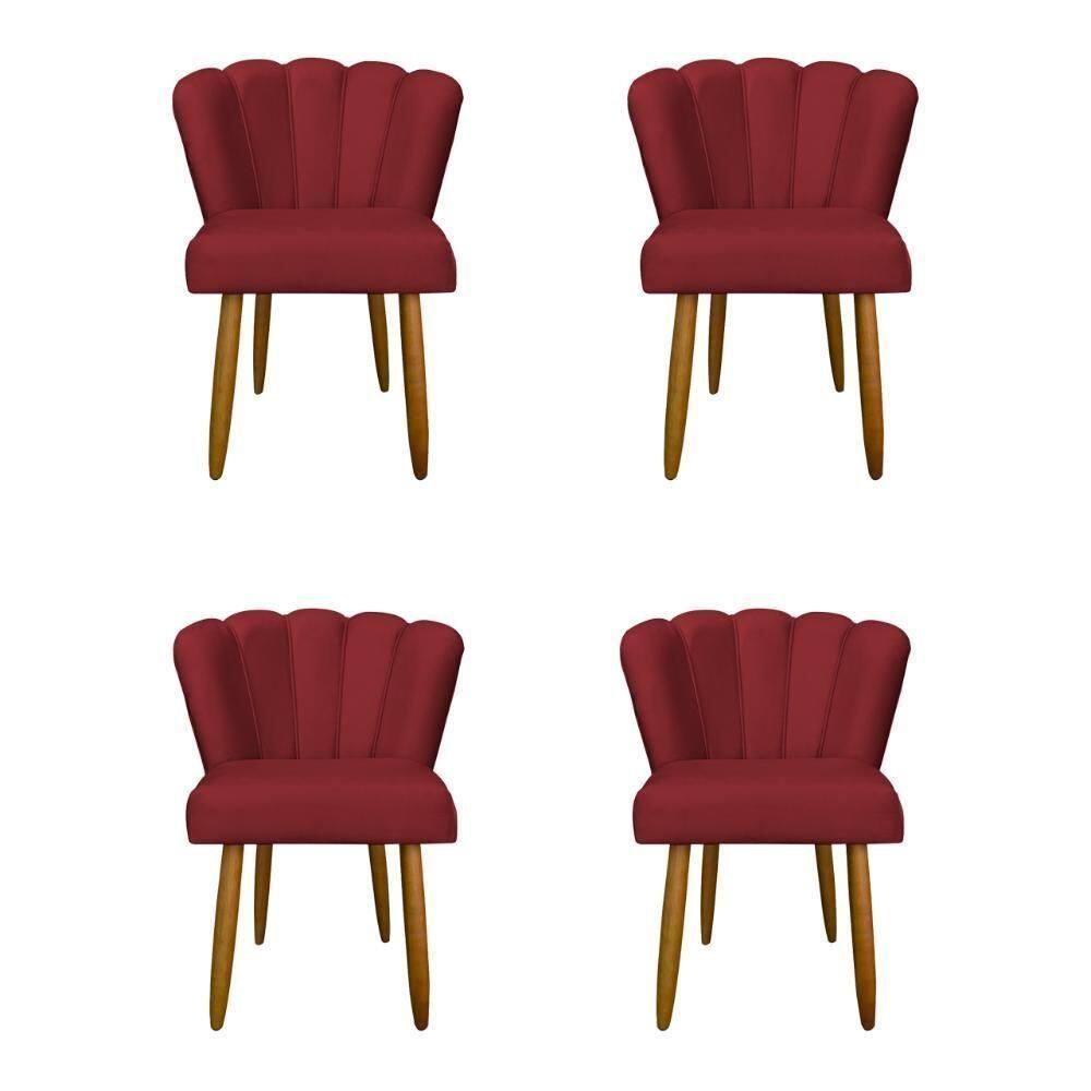 Kit 4 Cadeiras Para Mesa De Jantar Flor - Balaqui Decor Cor: Vermelho