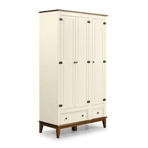 Guarda-roupa Rústico 3 Portas E 2 Gavetas - Madeira Maciça E Mdf - Off White