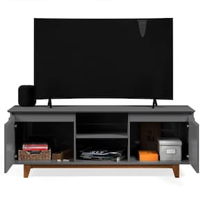 Rack Para Sala Bancada De Tv 55 Pol 139cm Flow Cinza - Ej Móveis