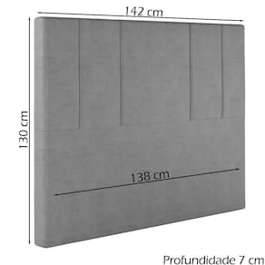 Cabeceira Casal 138 Cm Madrid Veludo Cinza Soon Cinza
