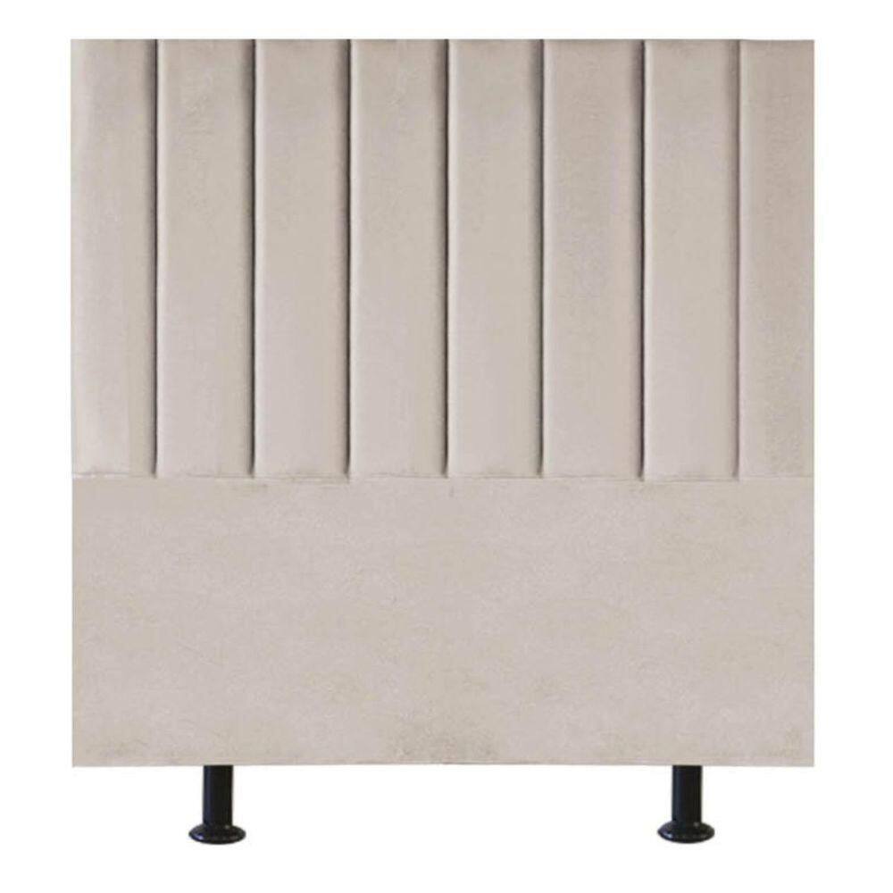 Cabeceira Estofada Cama Box Casal 140 Cm Karla Veludo bege