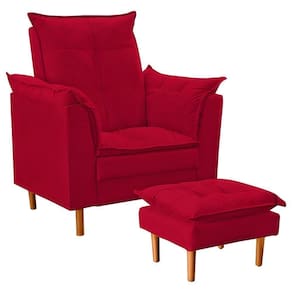 Poltrona Decorativa Sala De Estar Quarto Leitura Paris Suede Vermelho