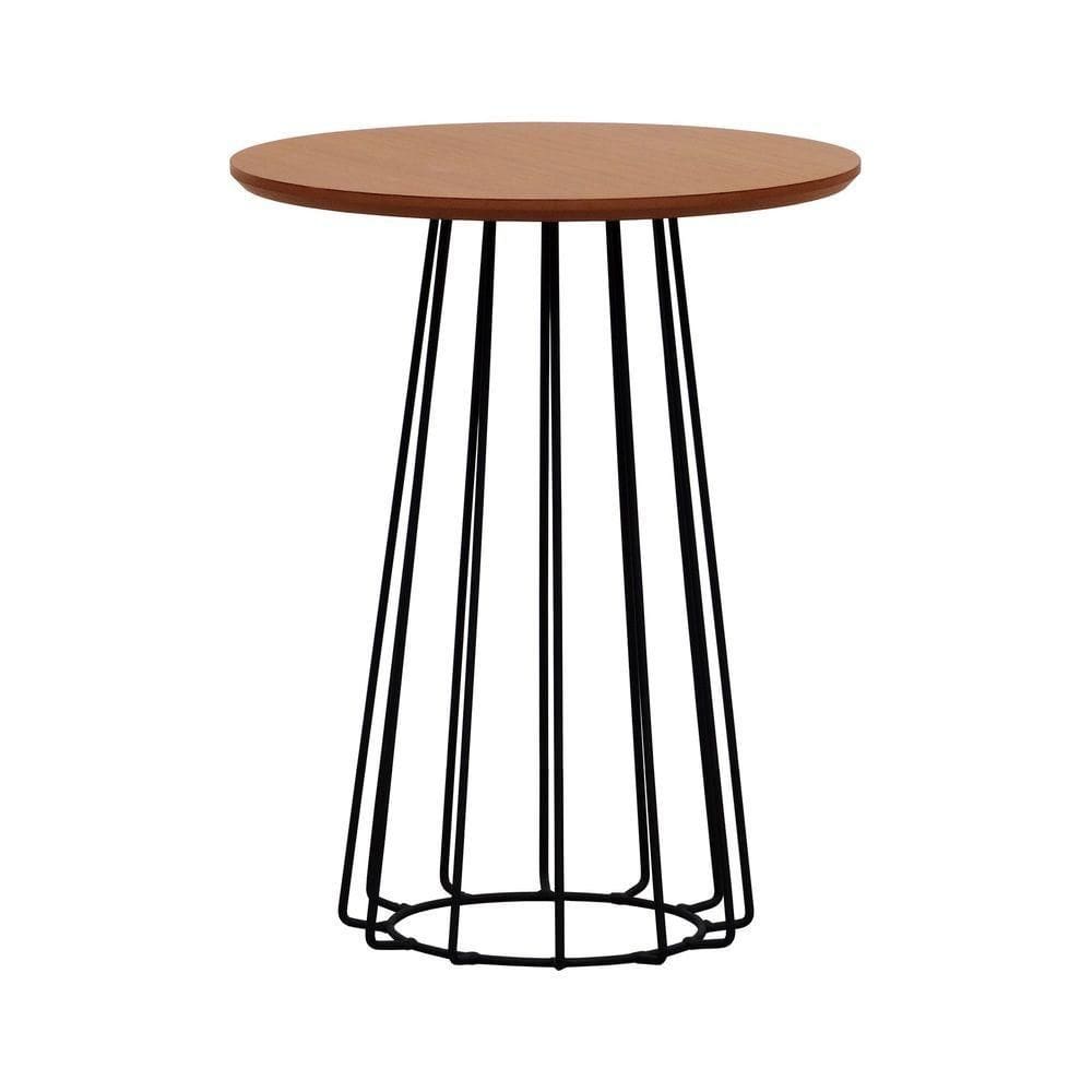Mesa Lateral Raiada ø45x56cm Preto-amêndoa