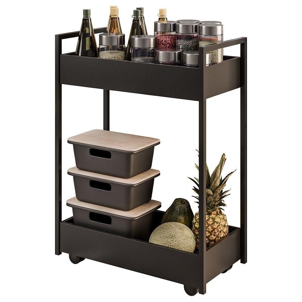 Carrinho Gourmet De Apoio Industrial 2 Prateleiras Sara M24 Preto - Mpozenato