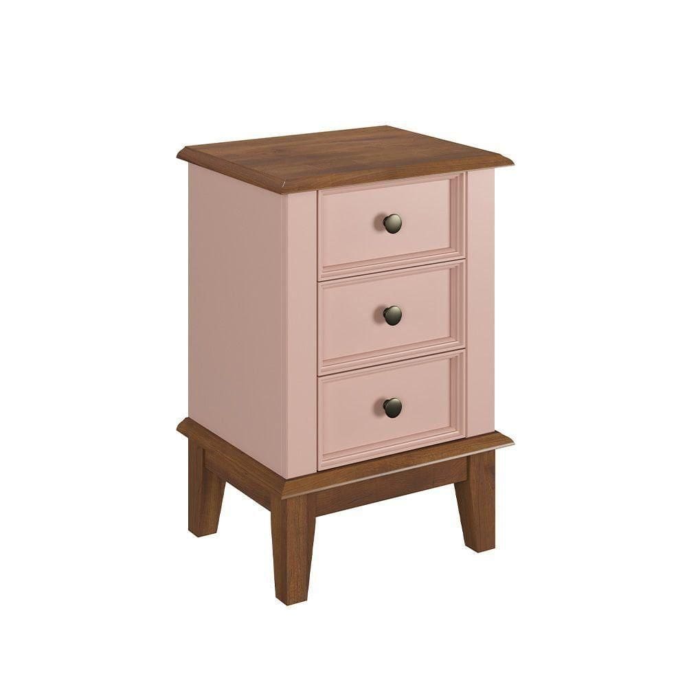 Mesa De Cabeceira Madeira Maciça - Rosa