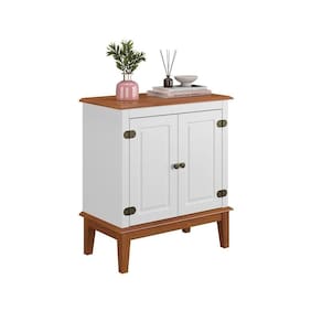 Balcão De Madeira Maciça 2 Portas - Branco Branco