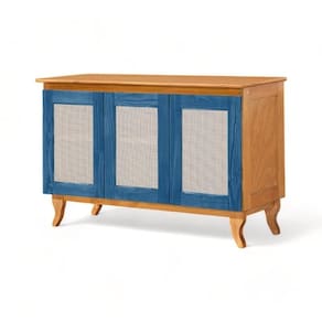 Buffet 03 Portas Deltan 103 Imbuia E Azul Atraente