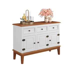Balcão De Madeira Maciça 3 Portas E 3 Gavetas - Branco Branco