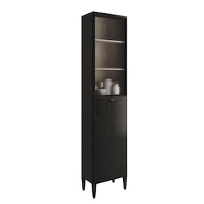 Paneleiro 1 Porta + 1 Porta De Vidro 5 Prateleiras Lótus Carraro Preto